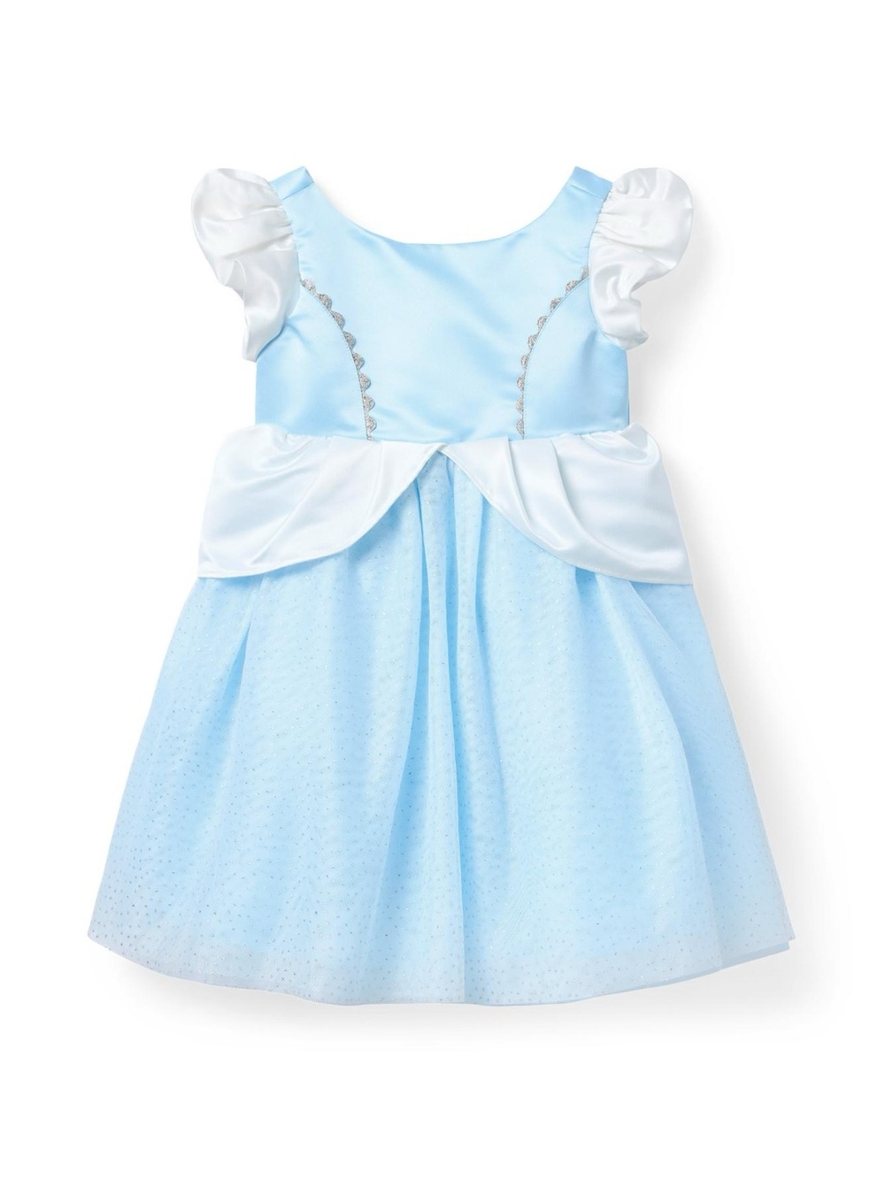 Janie and Jack Light Blue and White Satin Puff Sleeve Cinderella Dress